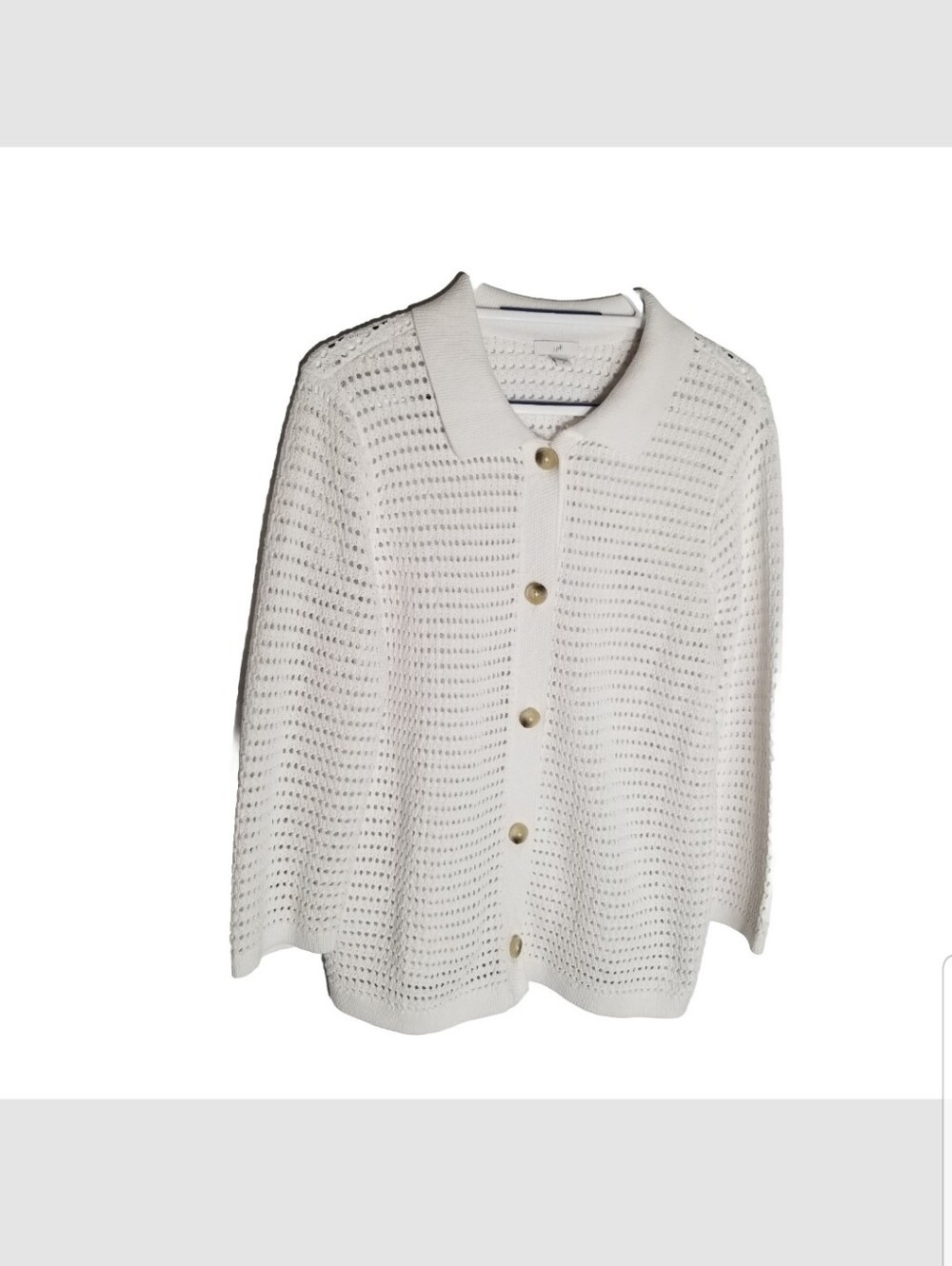 J. Jill Cardigan Women's Medium White Button Front Lightweight Sweater